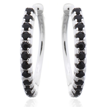 Dainty Black Cubic Zirconia Cuff Earrings 925 Silver by BeYindi 