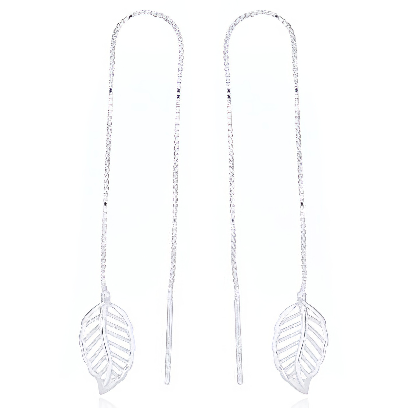 925 Sterling Silver Leaf Threader Earrings by BeYindi 