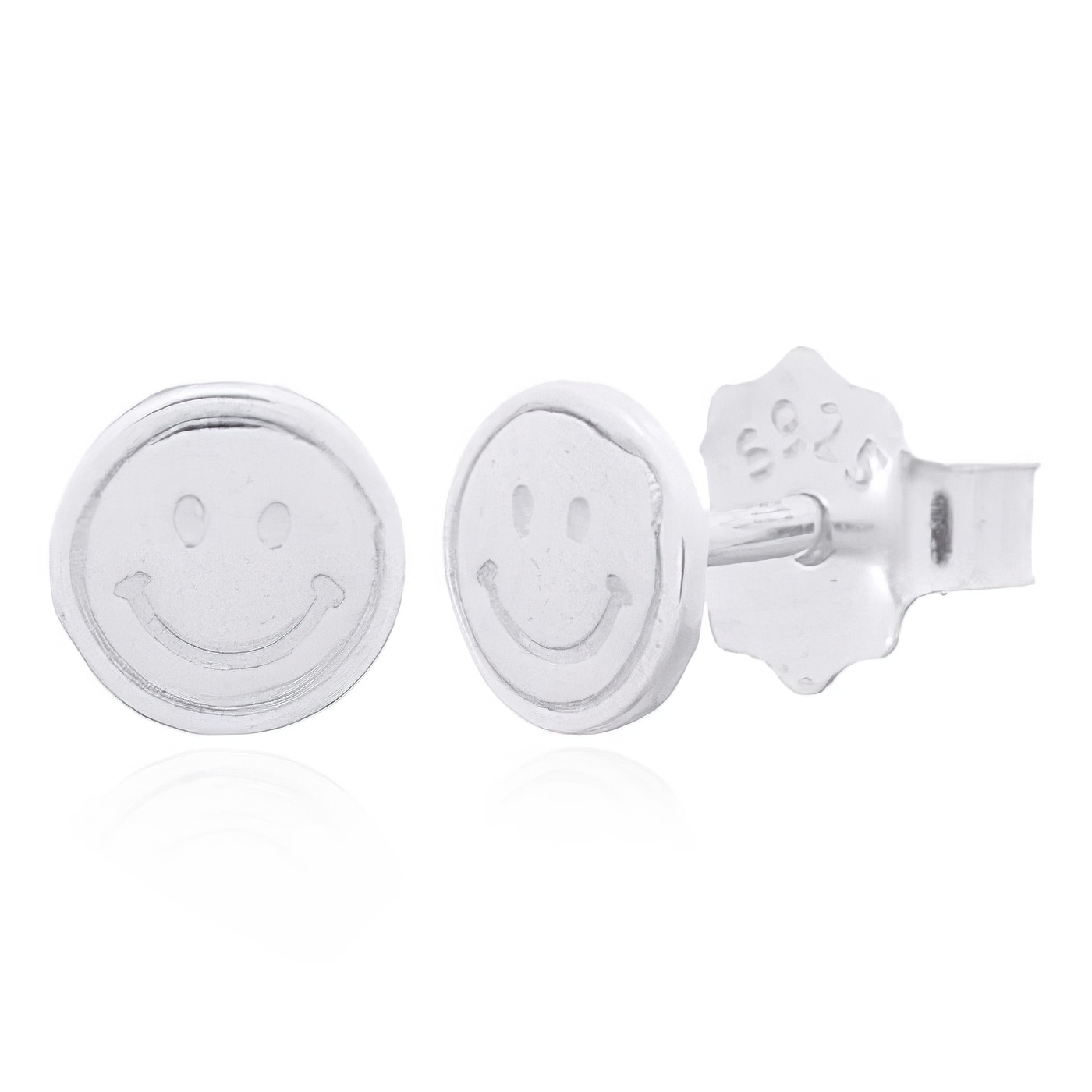 Simple Mini Smiley Emoji 925 Silver Stud Earrings by BeYindi 