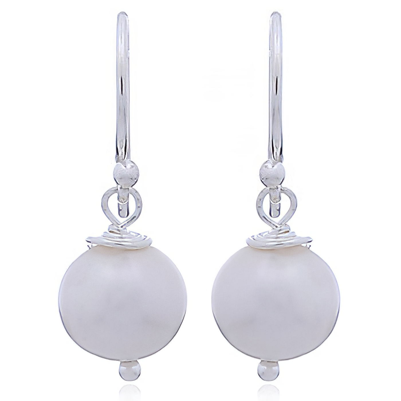 White Freshwater Pearls 925 Sterling Silver Earrings by BeYindi 