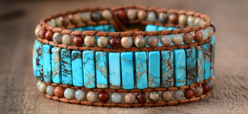 beaded turquoise wrap bracelet