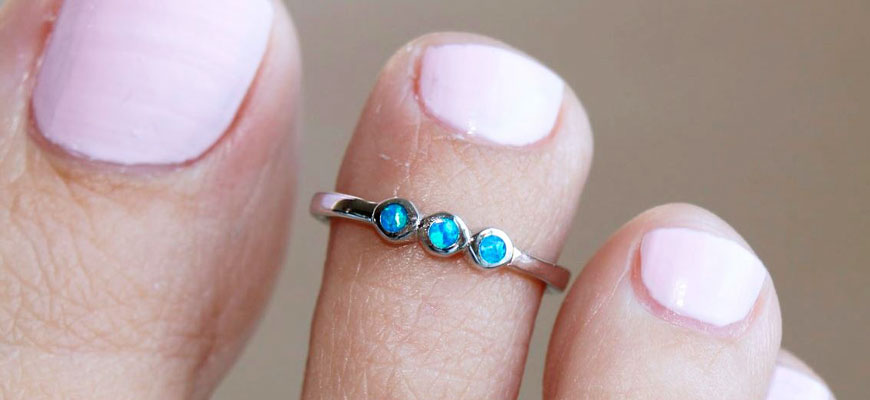 crystal silver toe ring