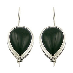 Gorgeous black agate cabochon gemstone ajoure sterling silver earrings by BeYindi