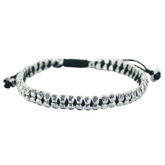 Macrame bracelet with double row of silver beads by BeYindi