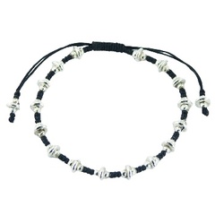 Macrame bracelet with silver donut & round beads by BeYindi