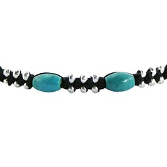 Macrame bracelet with twelve turquoise oval gems and silver beads by BeYindi 2
