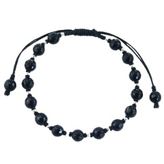 Shamballa bracelet with black agate gemstones and silver beads by BeYindi 
