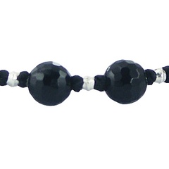 Shamballa bracelet with black agate gemstones and silver beads by BeYindi 2