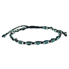 Macrame Wax Cotton Bracelet Turquoise & Floral Silver Beads by BeYindi