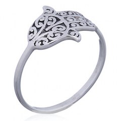 925 Silver Hamsa Hand of Fatima Ring by BeYindi