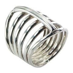 Tapering Six Bands Sterling Silver Ring With Vertical Line by BeYindi
