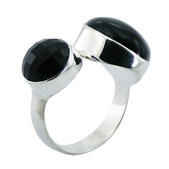 Chic Black Agate 925 Sterling Silver Ring Mixed Shapes by BeYindi
