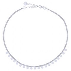 Circle Discs Centered In Rhodium Plated Choker Necklace by BeYindi