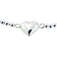 Polished Sterling Silver Puffed Heart Charm Bracelet by BeYindi 2