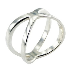 Plain Sterling Silver Ring Diagonal Shifted Crossing Bands by BeYindi