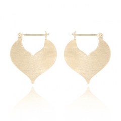 Heart Brushed Finished Yellow Gold 925 Hoop Earrings by BeYindi