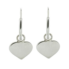 Heart Charm Hoop Earrings in Sterling Silver by BeYindi 