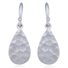 Hammered Sterling Silver Drop Shaped Dangle Earrings by BeYindi