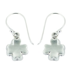 Brushed Sterling Silver Four-leaf Clover Dangle Earrings by BeYindi