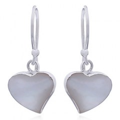 Sterling Silver MOP Slanted Heart Dangle Earrings by BeYindi