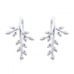 Puffy Leaves 925 Drop Earrings With Silver Plated by BeYindi