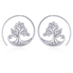 Silver Spiral Tree of Life Drop Earrings by BeYindi 
