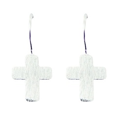 Brushed Silver Plated Sterling Silver Cross Drop Earrings by BeYindi