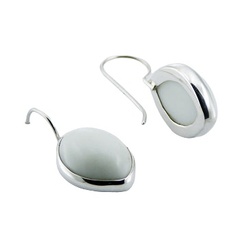 Marquise Shaped Silver Hydro Quartz Earrings White Drops by BeYindi