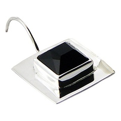 Faceted Black Agate Squares Sterling Silver Earrings by BeYindi 2