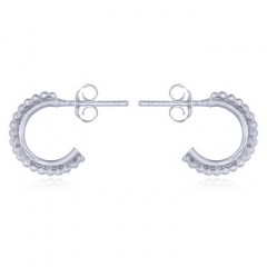 Rhodium Plated Open Arch Dotted Silver Stud Earrings by BeYindi