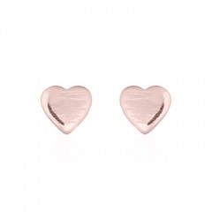 Rose Gold Plated Tiny Plain Heart Silver Stud Earrings by BeYindi
