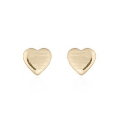 Yellow Gold Plated Tiny Plain Heart Silver Stud Earrings by BeYindi
