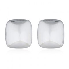 Asymmetric Square Dome 925 Silver Stud Earrings With Closure Clip by BeYindi 