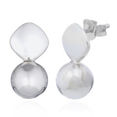 Adorable Sphere Couple Silver Square Stud Earrings by BeYindi