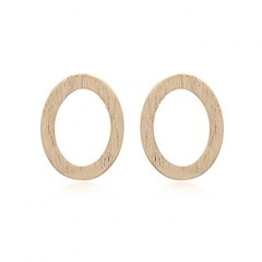Oval Open Brushed Yellow Gold Plated Stud Earrings by BeYindi