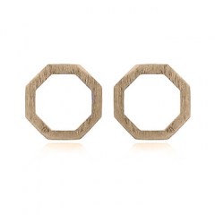 Octagon Yellow Gold Plated Stud Earrings by BeYindi