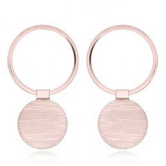 Circle with Hinged Brushed Disc rose Gold Plated Silver Studs by BeYindi