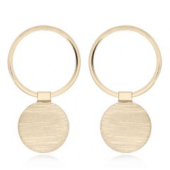 Circle with Hinged Brushed Disc Gold Plated Silver Studs by BeYindi