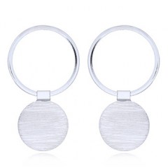 Open Circle and Hinged Brushed Silver Disc Studs by BeYindi