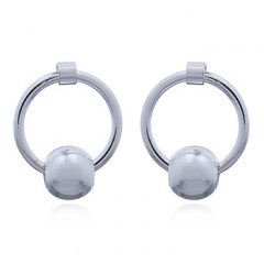 Silver Hoop and Ball Stud Earrings by BeYindi 