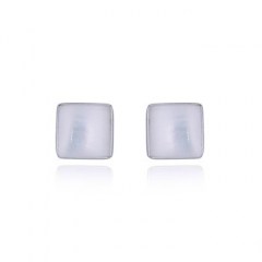 Tiny Squared Mother of Pearl 925 Silver Stud Earrings by BeYindi 