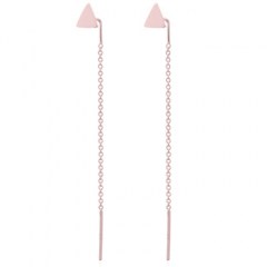 Little Triangle Rose Gold Chain Threader Earrings In Silver 925 by BeYindi