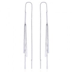 Silver Threader Earrings Chains with Flat Drops by BeYindi