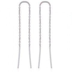 Silver Threader Earrings Wire On Gorgeously Long Spiga Chains by BeYindi