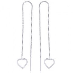 Neat Open Heart Sterling Silver Threader Earrings by BeYindi