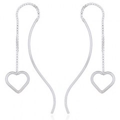 Open Heart and Curved Post Sterling Silver Threader Earrings by BeYindi