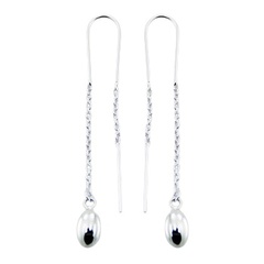 Simplistic Ovals Plain Sterling Silver Threader Earrings by BeYindi