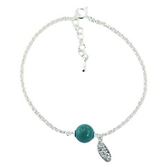 925 Silver Chain Bracelet with Round Turquoise Gemstone by BeYindi