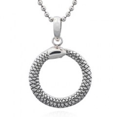 925 Silver Snake In Circle Twirl Pendant by BeYindi