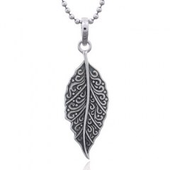 Antiqued Leaf Silver Oxidized pendant by BeYindi